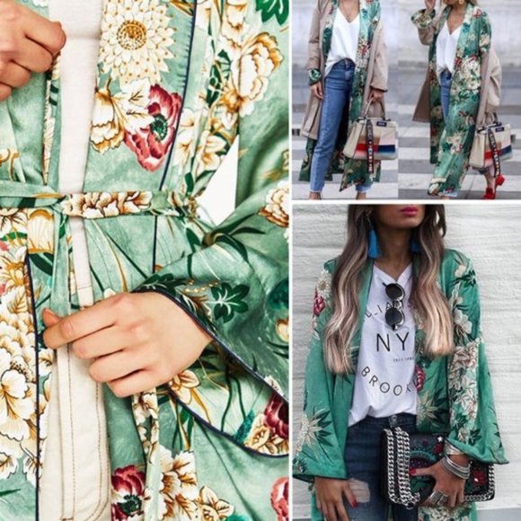 Kimono Floral Duster Coverup - Picture 8 of 10